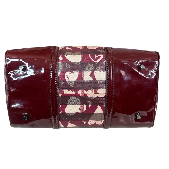 Burberry Burgundy and Cream Heart Satchel - Picture 5 of 10